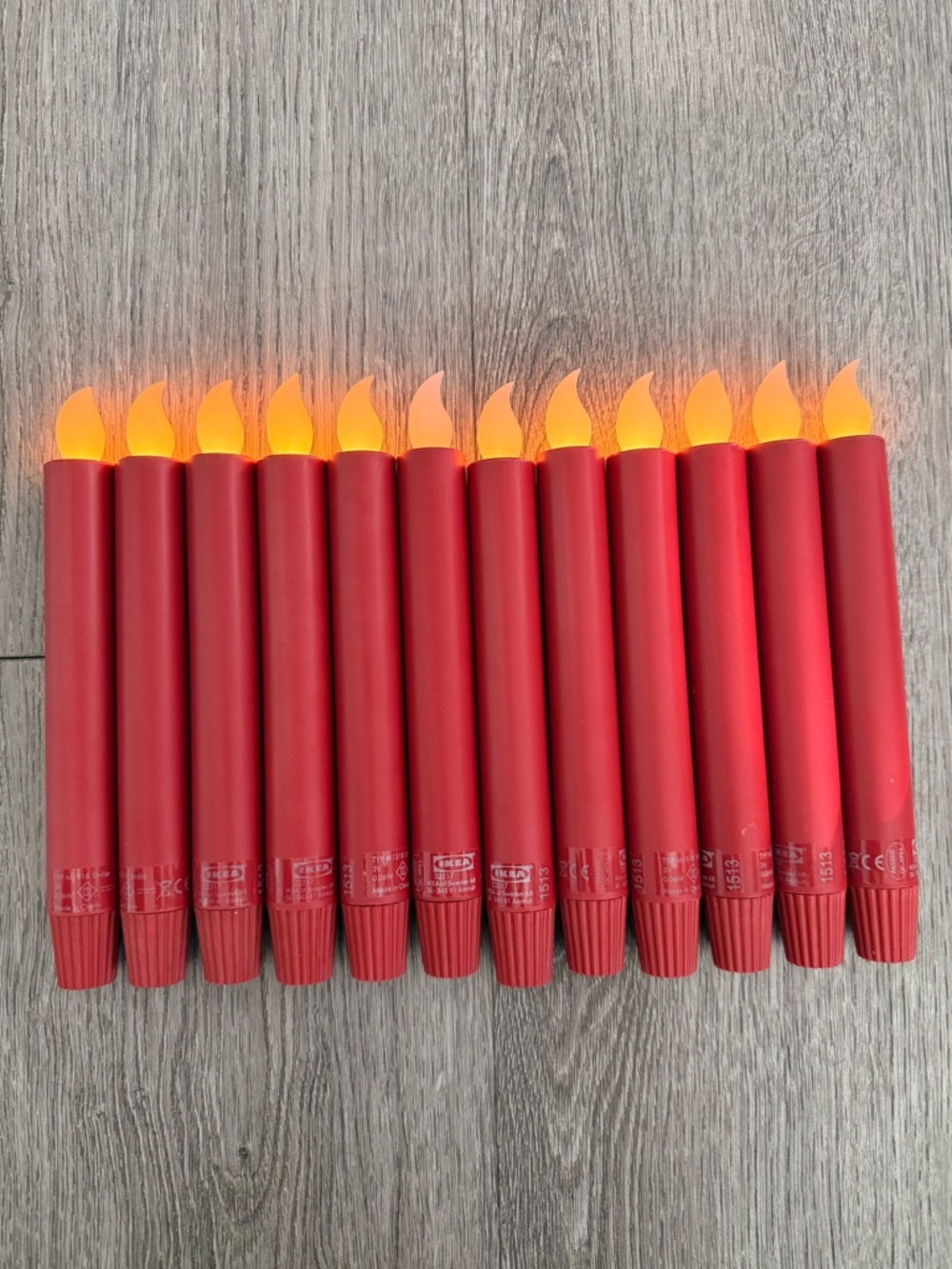 IKEA STRÅLA red battery-operated LED taper candles 12pcs